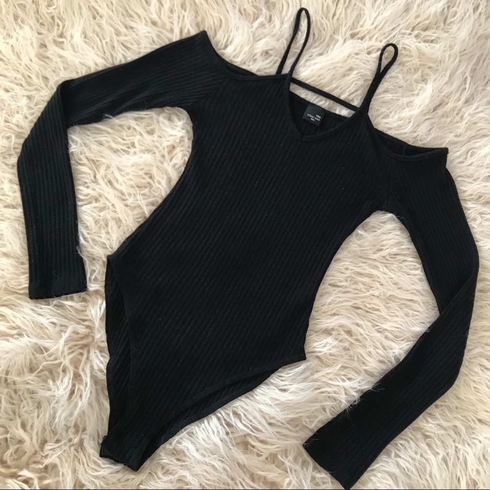 Black off the shoulder bodysuit